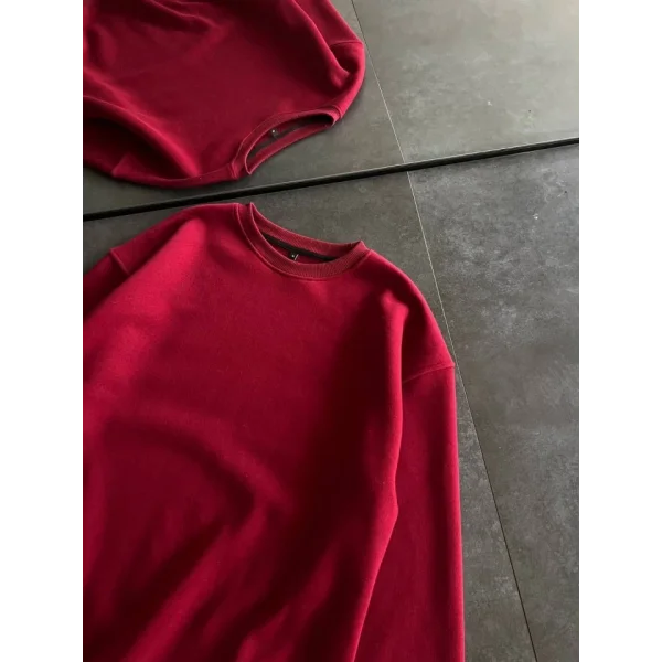 Kışlık Bisiklet Yaka Üç İplik Basic weathirt  Bordo