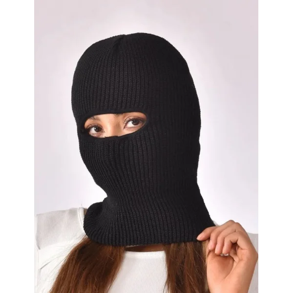 Kışlık Kar Maske Dokuma Triko Bere - Siyah