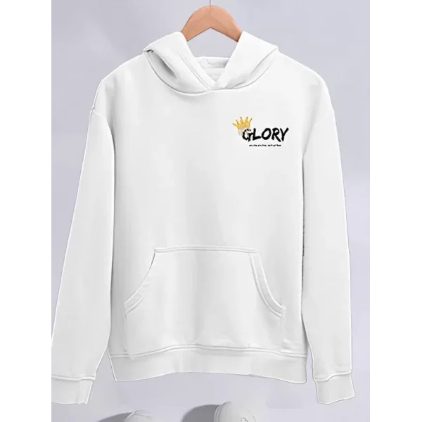 Kışlık Üç İplik Kapüşonlu SweatShirt - Beyaz