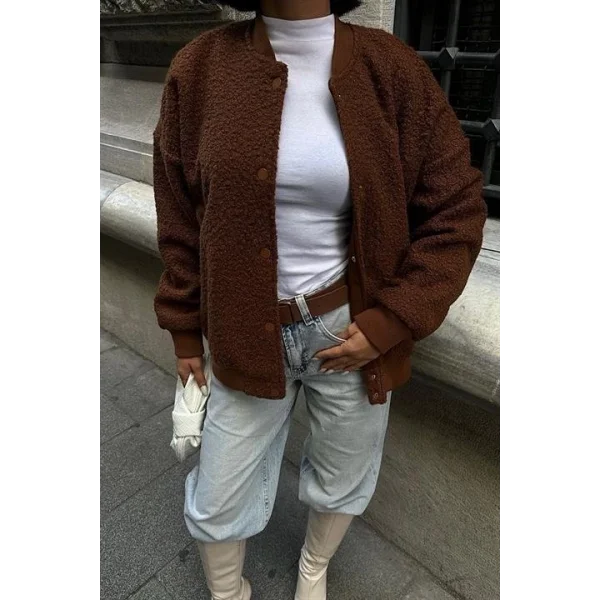 Kıvırcık Kürklü İçi Astarlı Bomber Ceket 6120