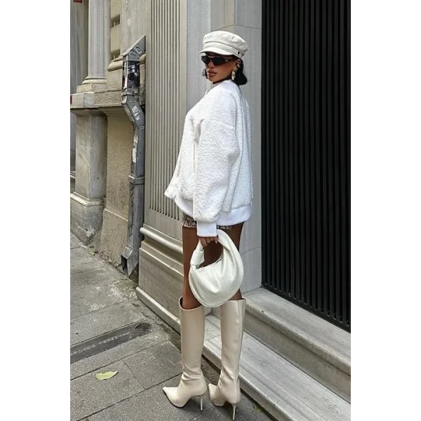 Kıvırcık Kürklü İçi Astarlı Bomber Ceket 6120