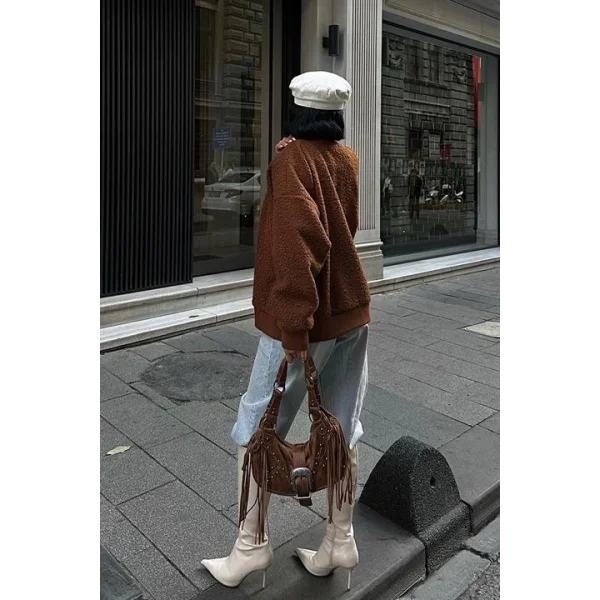 Kıvırcık Kürklü İçi Astarlı Bomber Ceket 6120