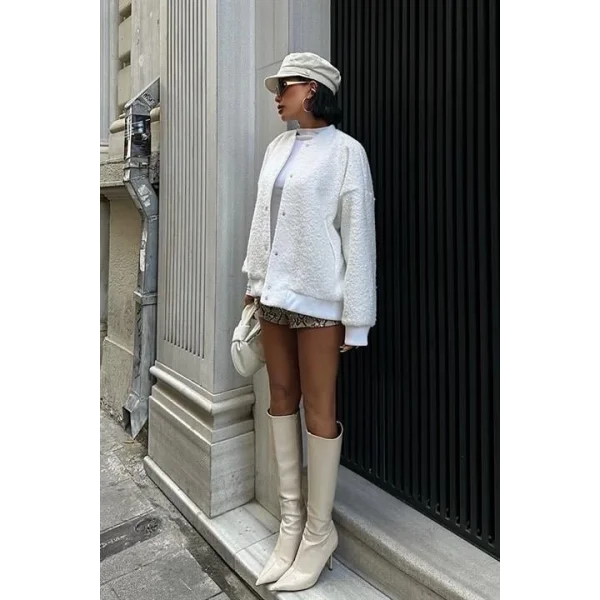 Kıvırcık Kürklü İçi Astarlı Bomber Ceket 6120