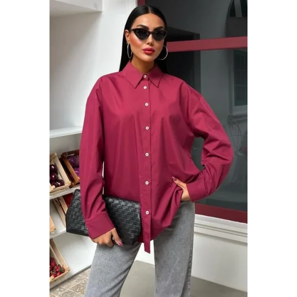 Klasik Oversize Poplin Gömlek 3421