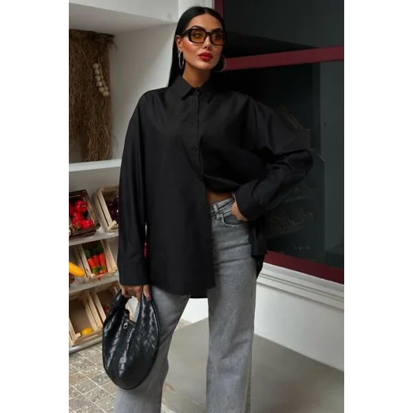 Klasik Oversize Poplin Gömlek 3421