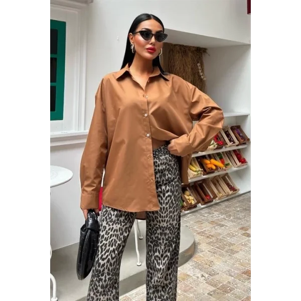 Klasik Oversize Poplin Gömlek 3421