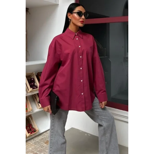 Klasik Oversize Poplin Gömlek 3421