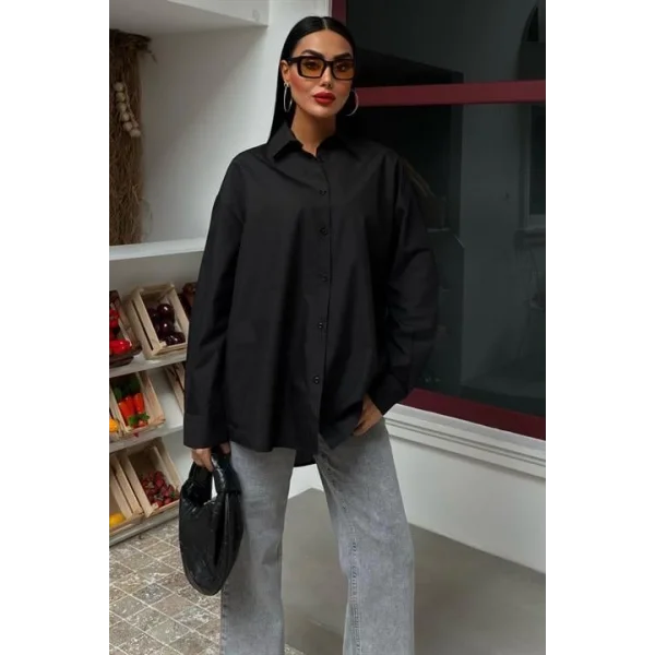 Klasik Oversize Poplin Gömlek 3421