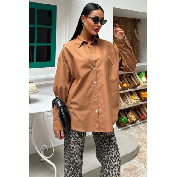 Klasik Oversize Poplin Gömlek 3421