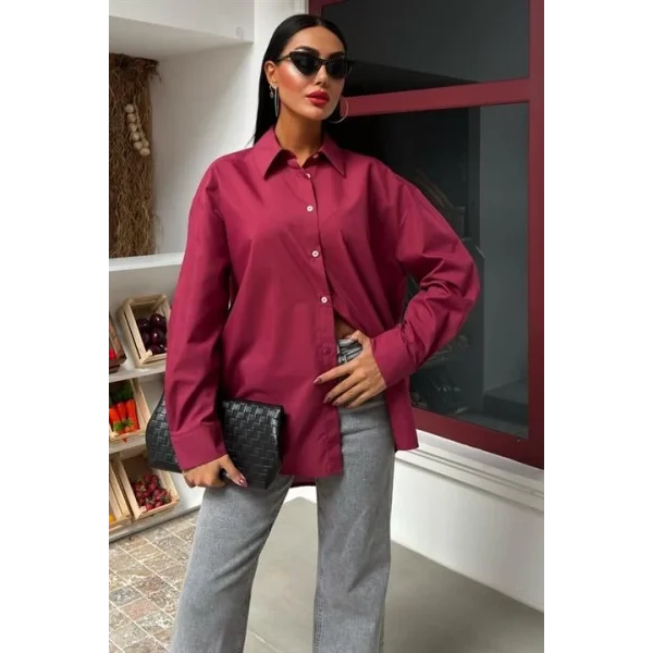 Klasik Oversize Poplin Gömlek 3421