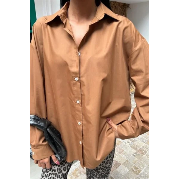 Klasik Oversize Poplin Gömlek 3421