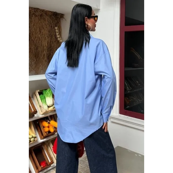 Klasik Oversize Poplin Gömlek 3421