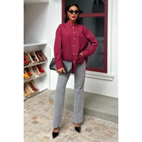 Klasik Oversize Poplin Gömlek 3421