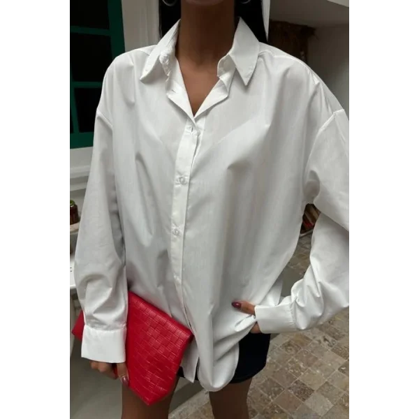 Klasik Oversize Poplin Gömlek 3421