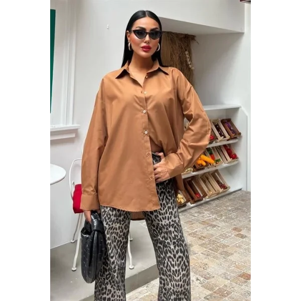 Klasik Oversize Poplin Gömlek 3421