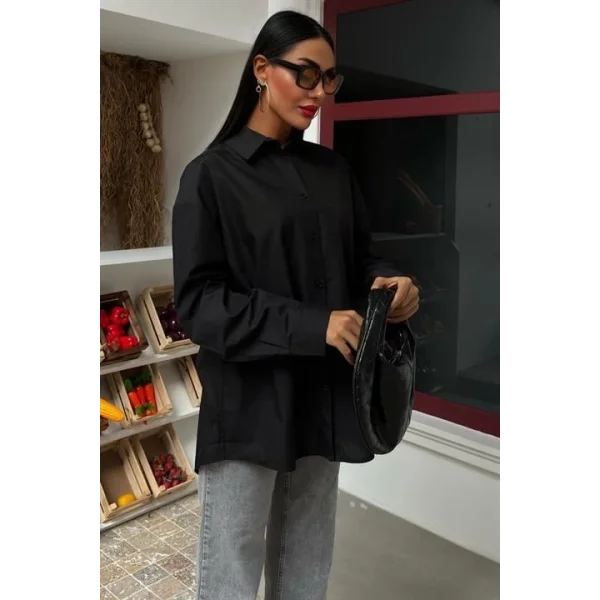 Klasik Oversize Poplin Gömlek 3421