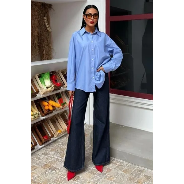 Klasik Oversize Poplin Gömlek 3421