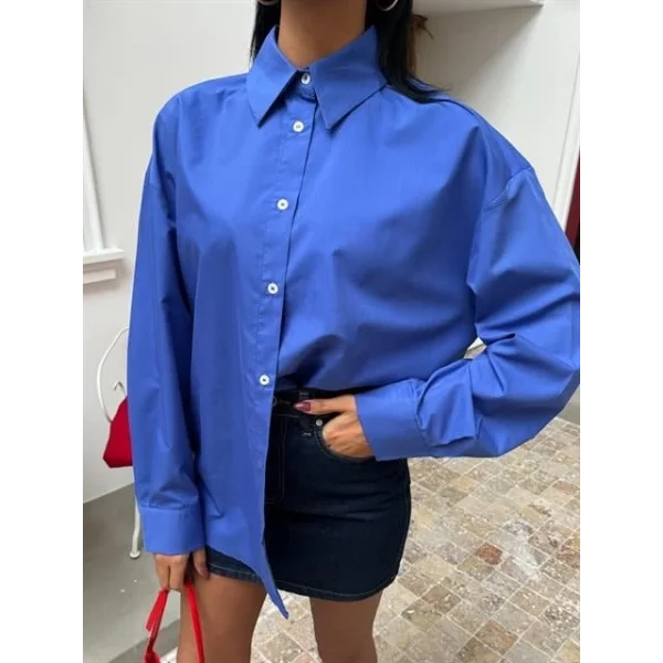Klasik Oversize Poplin Gömlek 3421