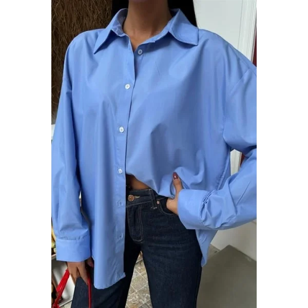 Klasik Oversize Poplin Gömlek 3421