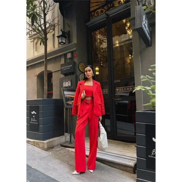 KO 4 DÜĞE   BÜTİYERİ 3 CEKET PANTOON TAKI  Nar