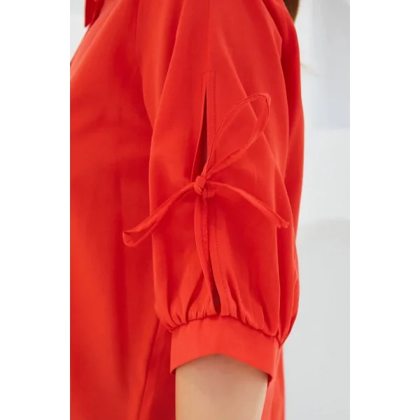 Kol Detaylı Kırmızı Crop Gömlek 20246