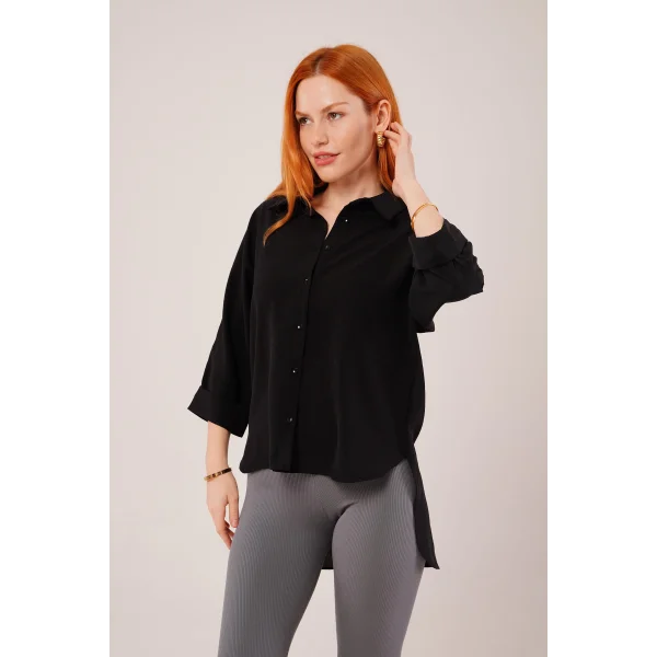 Kol Katlama Detaylı iyah Gömlek