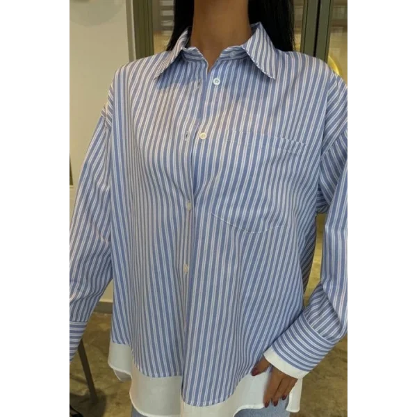 Kol Ve Etek Ucu Garnili Over Gömlek 3455