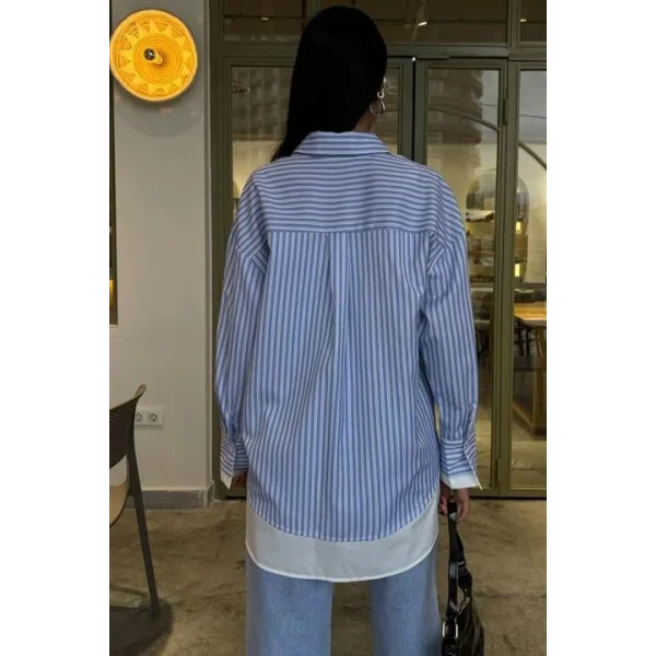 Kol Ve Etek Ucu Garnili Over Gömlek 3455