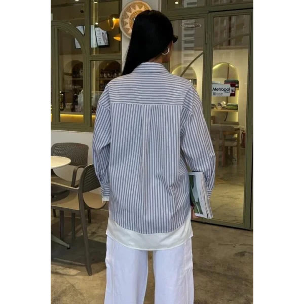 Kol Ve Etek Ucu Garnili Over Gömlek 3455