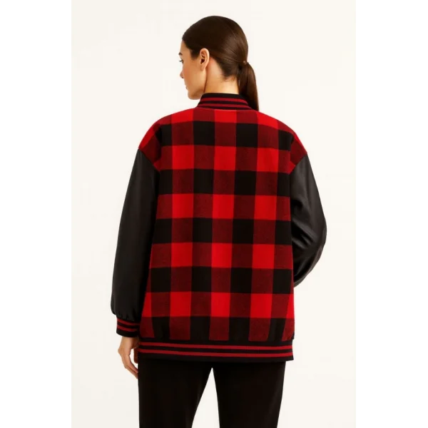 Kolları Suni Deri Içi Astarlı Oduncu Kolej Içi Ceket - Bordo