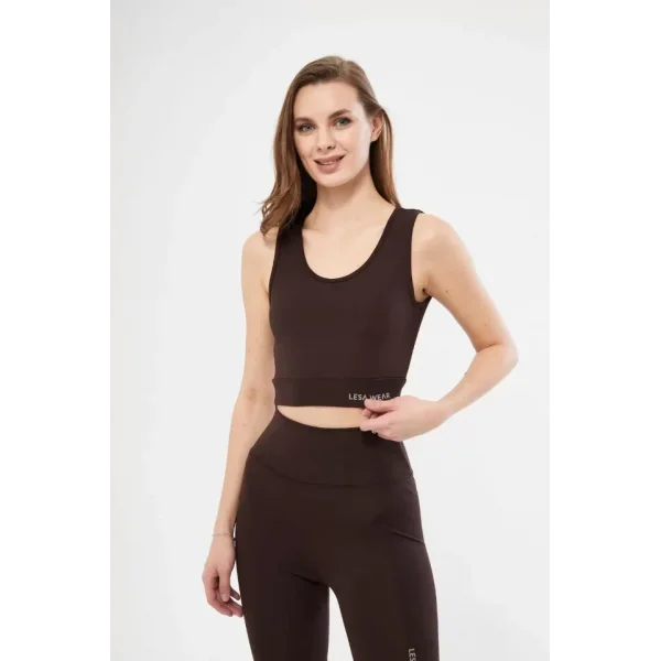 Kolsuz Dalgiç Baskılı Crop - Kahve