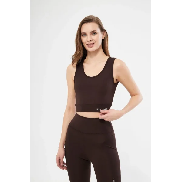 Kolsuz Dalgiç Baskılı Crop - Kahve