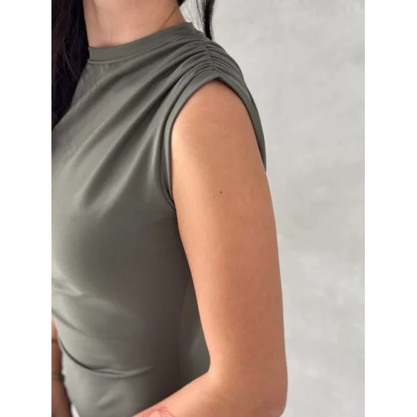 Kolsuz Yırtmaçlı Uzun maxı boy Elbise - Yeşil