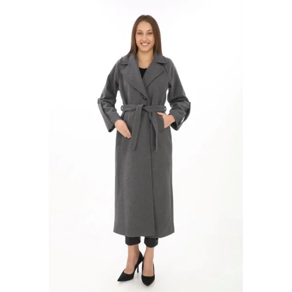 Kolu Apoletli Astarlı Kaşmir Kaşe Kaban  Füme