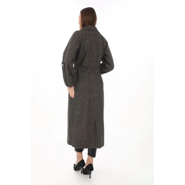 Kolu Apoletli Astarlı Kaşmir Kaşe Kaban  Füme