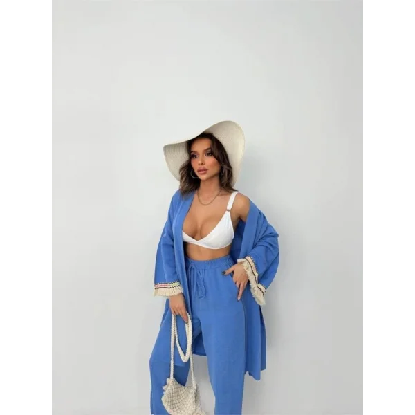 KOLUCU PÜSKÜL KİMONO TAKIM - Mavi