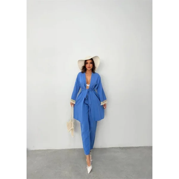 KOLUCU PÜSKÜL KİMONO TAKIM - Mavi