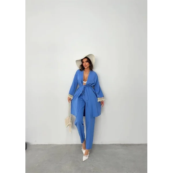 KOLUCU PÜSKÜL KİMONO TAKIM - Mavi