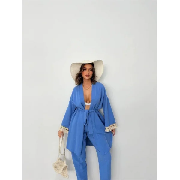 KOLUCU PÜSKÜL KİMONO TAKIM - Mavi