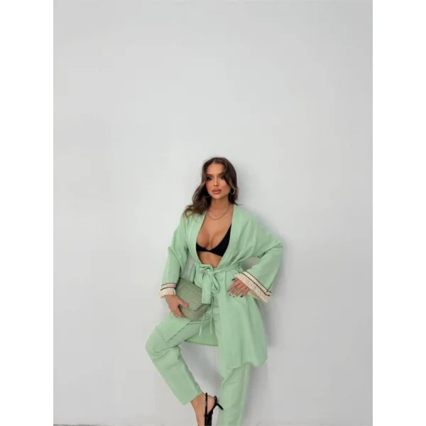 KOLUCU PÜSKÜL KİMONO TAKIM - Mint