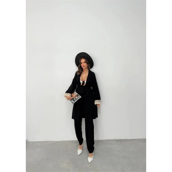 KOLUCU PÜSKÜL KİMONO TAKIM - Siyah