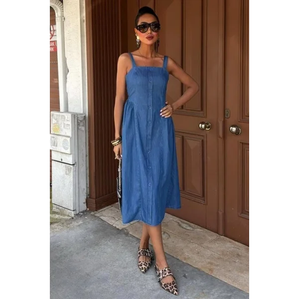 Korsaj Detaylı Midi Tensel Elbise 2884