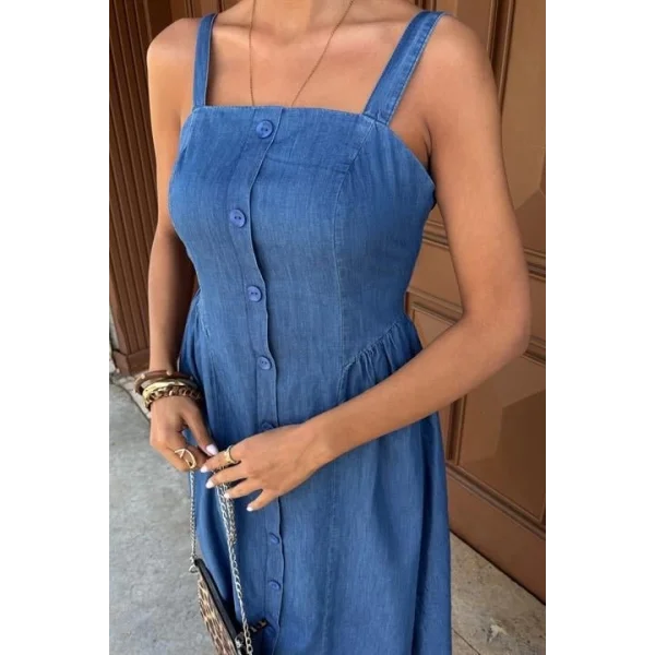 Korsaj Detaylı Midi Tensel Elbise 2884