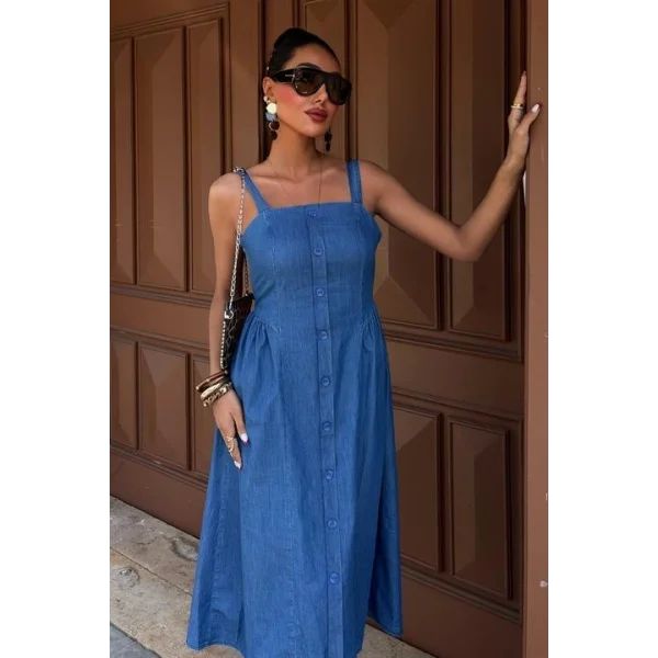 Korsaj Detaylı Midi Tensel Elbise 2884