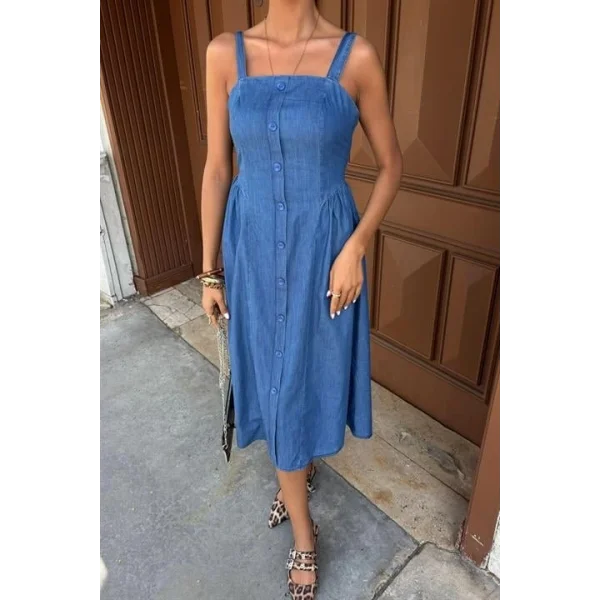 Korsaj Detaylı Midi Tensel Elbise 2884