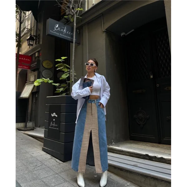 KOT ETEK PARÇAI UZUN ÖNDEN YIRTAÇI  Bej