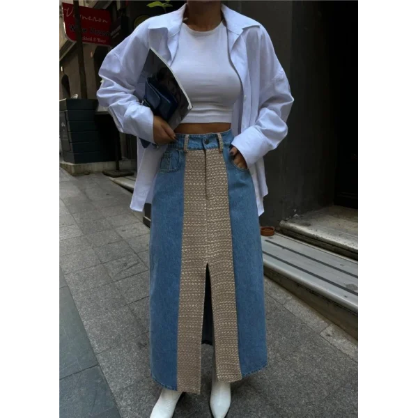 KOT ETEK PARÇAI UZUN ÖNDEN YIRTAÇI  Bej