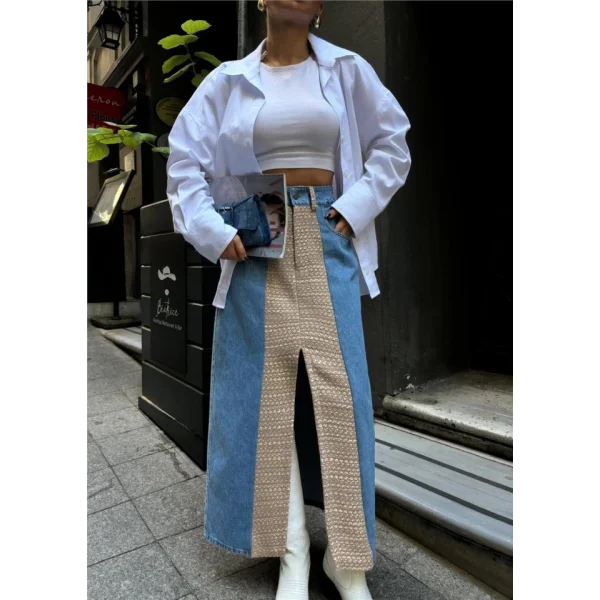 KOT ETEK PARÇAI UZUN ÖNDEN YIRTAÇI  Bej