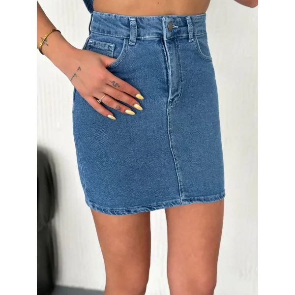 Kot Jeans Etekli ikili Takım - Mavi