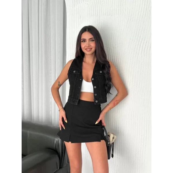 Kot Jeans Kadın Yelek - Siyah